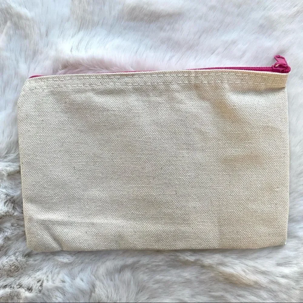 NEW Soko Glam Skincare Makeup Pouch Cosmetic Bag Natural Pink Canvas Kbeauty
